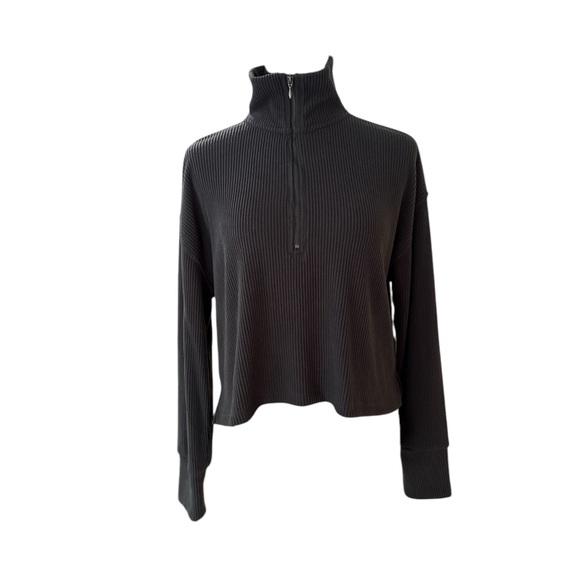 Abercrombie & Fitch Sweaters - Abercrombie & Fitch Soft AF Cozy Ribbed Half-Zip Pullover Charcoal XS
